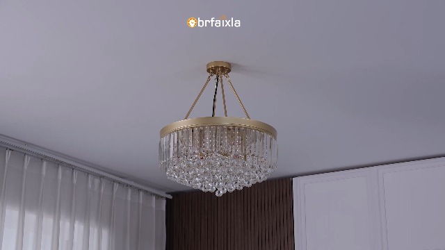 brfaixla 9-Light Gold Crystal Chandelier Contemporary 22